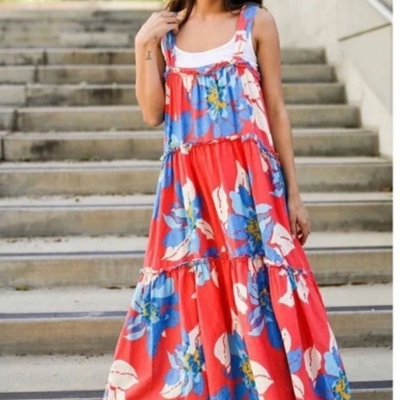 Free People Dress Womens Small Moonshine Floral Beachy Tropical Vacation Linen - Picture 3 of 10